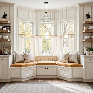 jinchan Linen Pinch Pleated Kitchen Curtains 36 Inch 4 Panels, Natural Linen Tier Curtains Back Tab Farmhouse Cafe, Light Filtering Small Window Drapes for Bathroom Laundry Room Beige