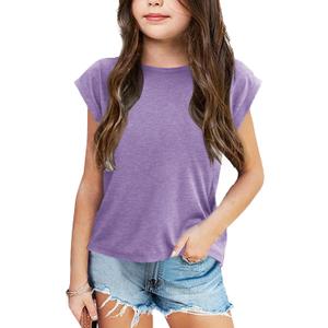 Bingerlily Girls Summer Casual Tops Short Sleeve Textured T Shirts Cute Comfy Tees (XXL)