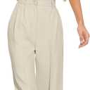 FUNYYZO Wide Leg Pants Women's High Elastic Waisted in The Back Business Work Trousers Long Straight Suit Pants (S)