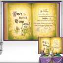 Once Upon a Time Princess Backdrop Green and Purple Giant Open Book Background Fairy Tale Frog Castle Party Decorations Banner 7x5 ft 8