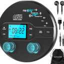 Portable CD Player with Bluetooth, Disman CD Player for Car with FM Transmitter, Rechargeable CD Player Portable with Anti-Skip Protection, Headphones, AUX/USB Supported, LCD Display(Black)