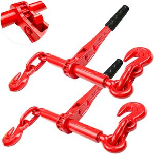 Ratchet Chain Binders 3/8'' - 1/2 | 2 Pack Load Binder with 2 Grab Hooks | Tie Downs for Grade 70 Transport Chain | 9,200 Lbs. Safe Working Load- Heavy Duty Ratchet Binders for Towing