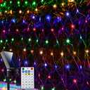 Solar Net Lights Outdoor Mesh Lights Multicolor, 200 LED Net Lights Christmas Colorful, Waterproof 19 Modes Timer Tree Wrap Lights for Fence, Garden, Yard, Bushes, Trunk, Halloween Decor-9.8ft x 6.6ft