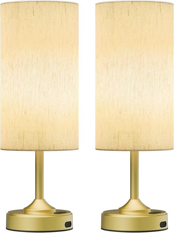 Cordless Lamp, 2-Pack, Dimmable, Ambient Light, 2700K, Timer, Touch Control, Portable, LED, Battery Operated, Rechargeable, Wireless, Desk Lamp, Kitchen Lamp, Fabric Shade, for Bedroom, Living Room