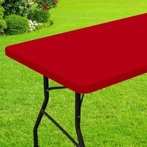 Smiry Rectangle Picnic Table Cloth, Waterproof Elastic Fitted Tablecloths for 4 Foot Tables, Washable Polyester Table Cover for Camping, Indoor and Outdoor (Red, 24"x48")