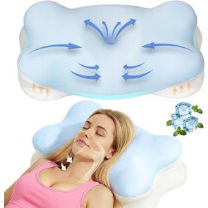 Extended Cervical Neck Pillow for Pain Relief, Ergonomic Contour Side Sleeper Pillow for Sleeping, Orthopedic Memory Pillow for Neck Support, Cooling Adjustable Pillow for Back and Stomach Sleeper