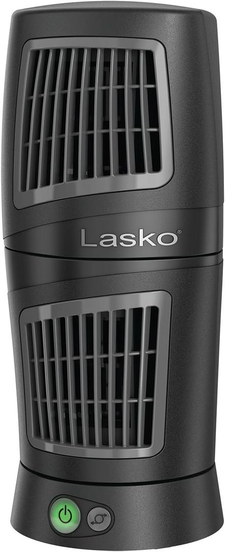 Lasko 12" Twist-Top 3-Speed Portable Tower Table Fan Widespread Oscillation for Bedroom, Office, Black, 4911