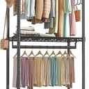 OLIXIS Rolling Clothes Rack, Heavy Duty Garment Rack, 35 IN, Metal Black | Adjustable Closet Organizer for Hanging Clothes, Portable Closet with 2 Side Hooks