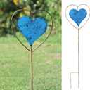 Metal Garden Decor for OutsideRotating Heart-Shaped Garden Stake, Cemetery Decorations for Grave,Perfect for Planter Decorations, Outdoor Lawn Gardens, Also The Best Choice for Gifts - Blue