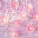 Pink Valentine's Day Fairy String Lights Pink Heart Led Fairy Light Battery Operated 10.5 ft 30 LED Valentine Heart Twinkle Lights Romantic Valentines Hanging Light for Home Party Bedroom Wedding