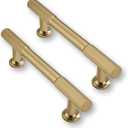 10Pack 3.5Inch Solid Kitchen Cabinet Handles Brushed Gold Cabinet Pulls Heavy Duty Satin Brass Drawer Pulls Cabinet Hardware Kitchen Handles for Cabinets Cupboard Handles