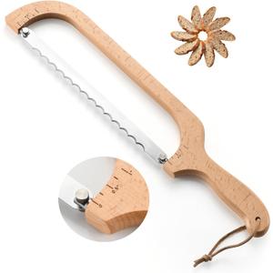 2 x 360 Rotatable Blade Wooden Bread Knife, Left-Hand Friendly, Bread Slicer, Bread Bow Saw