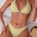 Fanuerg Women's Triangle Bikini Sets Halter String Two Piece Swimsuits High Cut Cheeky Bathing Suit (L)
