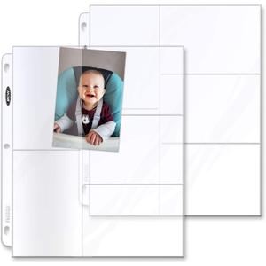 BCW Pro 5-Pocket Photo Page (50 Count) | Archival Quality, Acid-Free | Photo Card Sleeves for Postcards | Fits 3-Ring Binders | Perfect for Photocard Binder Sleeves, Collectible Trading Card Albums