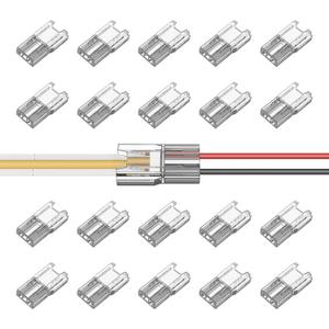 COB LED Light Strip Connectors 20pcs 5mm 2Pin Strip to Wires LED Tape Light Connectors Transparent Solderless No Dark Area for LED Lights Connector DIY COB/SMD Strip Lights