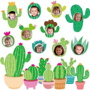 5 x Cactus Cutouts Picture Frame Bulletin Board Decorations Set Summer Plants Flower DIY Photo Cutouts for Classroom Back to School Whiteboard Chalkboard Wall Decor Teacher Supplies