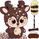Christmas Pinata Large Reindeer - Includes 24" Bat Stick, Eye Mask, Rope | Christmas Piata for Birthday Party (20 X 17 X 3 In)