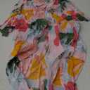 Short Sleeve Floral Work Shirt for Women Dressy Casual Flowy Tops Shirts Size M