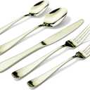 Silverware Set for 4, 20 Pieces Heavy Duty Stainless Steel Flatware Set, Mirror Polished Cutlery Utensil Set, Dinner Fork Knife Spoon Tableware Set for Home, Dishwasher Safe, Champagne Gold