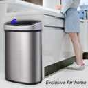 FDW Kitchen Trash can for Bathroom Bedroom Home Office Automatic Touch Free Garbage bin with lid Brushed Stainless Steel Rectangular 13 Gallon / 50L