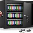 75 Keys Key Lock Box Wall Mount with 75 Colored Key Tags, Anti-Theft Key Box Key Cabinet with Side Opening, Key Organizer Key Safe for Home Office Garage Rental Business (Black)