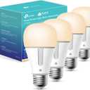 Kasa Smart Light Bulbs that works with Alexa and Google Home, Dimmable Smart LED Bulb, A19, 9W, 800Lumens, Soft White(2700K), CRI90, WiFi 2.4Ghz only, No Hub Required, 4 Count (Pack of 1)(KL110P4)
