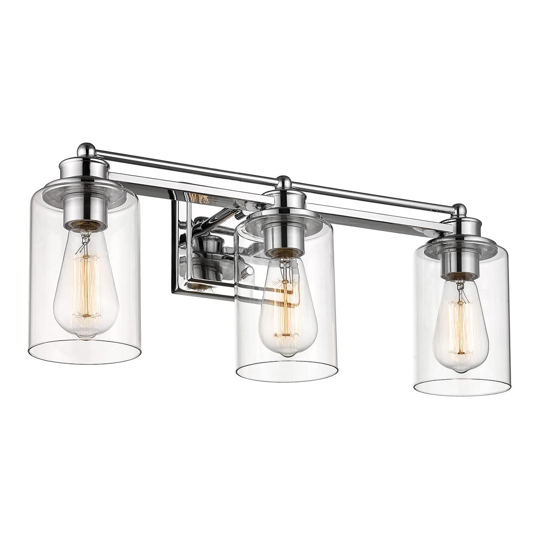 Bathroom Vanity Light Fixtures, HWH Modern Wall Sconce Lighting Over Mirror, 3-Light Vanity Wall Lamp in Chrome, 5HLT63B-3W CH
