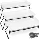 Extra Large 3 Tier Serving Tray Set, 24x22x9.7 inch Cupcake Fruit Cookie Dessert Table Display Stands Melamine Tiered Platters Food Trays for Party Buffet Entertaining, White