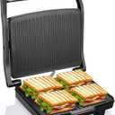 Yabano Panini Press Grill, Gourmet Sandwich Maker, Electric Indoor Grill with Non-Stick Cooking Plate and Removable Drip Tray, Easy to Clean, Stainless Steel