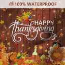 MEHOFOND 4pcs Happy Thanksgiving Turkey Shower Curtain Set,Rustic Wood Pumpkin Fall Autumn Harvest Shower Curtain Sets,Fall Bathroom Bathtub Decor with Non-Slip Rugs Toilet Lid Cover and Bath Mat (Orange1)