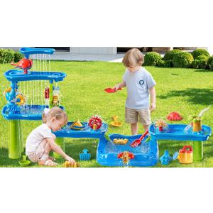 Water Table for Kids 3 4 5 6 7 Years Old - Water Playset for Toddlers 1-3 3-5, Water and Sand Play, Backyard Water Table, Summer Outdoor Beach Toys, Sensory Activity, Gifts for Boys Girls