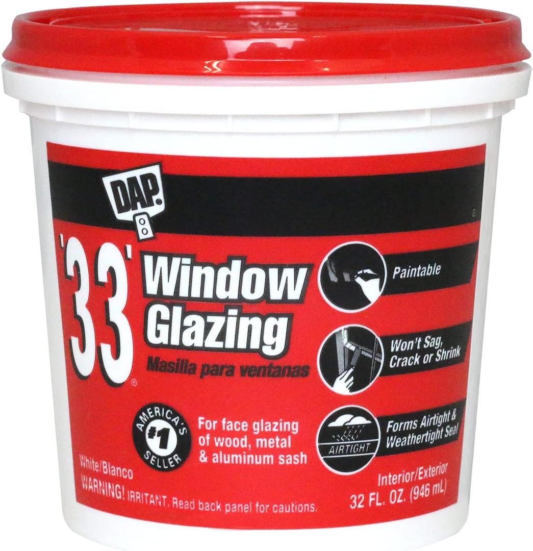 DAP '33' Window Glazing, White, 32 Oz (7079812120)