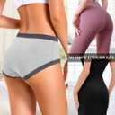 ASIMOON Women's High Waisted Cotton Underwear Tummy Control Panties Soft Full Coverage Ladies Briefs (XL)