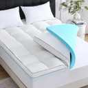 Dual Layer 5 Inch King Size Memory Foam Mattress Topper, 3 Inch Quilted Top Mattress Pad Cover and 2 Inch Cooling Gel Foam, Medium Firm for Back Support Pain Relief