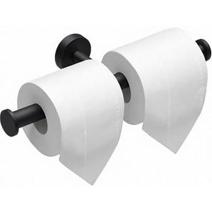Toilet Paper Holder Wall Mount, Double Roll Toilet Paper Holder Brushed Nickel Stainless Steel for Commercial Restroom Bathroom Black