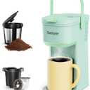 Single Serve One Cup Coffee Maker, for K Cups and Grounds, Mini Coffee Maker with Portable Handle, 6 to 12 Oz Brew Size, for Travel, Camping, Office, RV and Dorm, Oasis