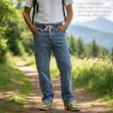 Men's Hiking Pants Cargo Jeans for Hiking, Fishing, Tactical, Jogger - Multi-Pocket Denim Work Pants (L)