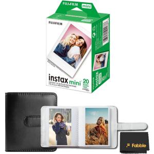 Fujifilm Instax Mini Twin Pack Instant Film (20 Exposures), Bundled with a Black Ideal Instax Mini Album (Holds 32 Photos)