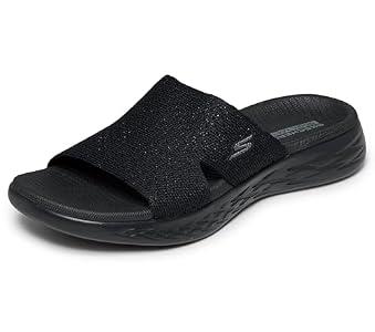 Skechers womens Slide Sandal, Black, 11 US