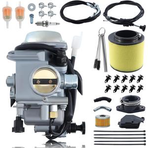 Racing TRX350 Carburetor Carb Kit Compatible with Rancher 350 TRX350FE TRX350FM TRX350TE TRX350TM 2000-2006 ATV 4 Wheeler Parts with Female Heater Plug Choke Cable Valve Plunger Intake Manifold