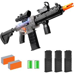 Realistic Toy Gun for Nerf Guns Darts, Foam Blaster - with Scope 100 Soft Bullets 3 Magazines, Semi-Auto Sniper Rifle Electric M416 Machine Guns for Boys 6-12 Age Kids and Adults