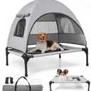 Elevated Outdoor Dog Bed with Canopy  Cooling Camping Tent, Removable Shade, Off-Ground Cot, Small