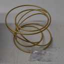 MyGift 7 Inch Modern Gold Wire Metal Pizza Stand Tray Pedestal Rest - Tabletop Circular Serving Platter Riser Stands, Set of 2