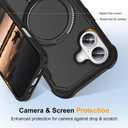Compatible with iPhone 17 Case with Invisible Magnetic Kickstand [Compatible with MagSafe] [10-FT Military Drop Protection] Slim Hard Back Soft Edge Phone Cover 6.3 Inch, Black