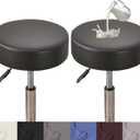 HFCNMY Stool Covers,2Pcs Stretch Waterproof PU Bar Stool Covers Round,Leather Bar Stool Seat Cover,Round Barstool Cover Slipcover with Elastic Bands for 15-18 in Large,Black