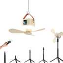 tent ceiling fan, 7600 mAh Battery Camping Fan, 2-in-1 Standing and Hanging Design for Camping and Dormitory camping fans for tents, Beige