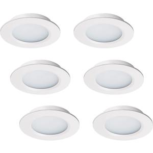 12 Volt LED Lights for RV Boat Trailer Camper - Warm White 2800K 300 Lumens 3W, Low Voltage Mini Recessed Light Dimmable, White - Pack of 6