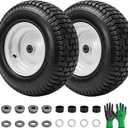 Parts Camp 16" Tractor Wheels 16x6.50-8 Rubber Riding lawn Mower Tires Compatible with John Deere Tractor with 3"-4.5" Centered Hub, 3/4" Bearing (2 Packs)