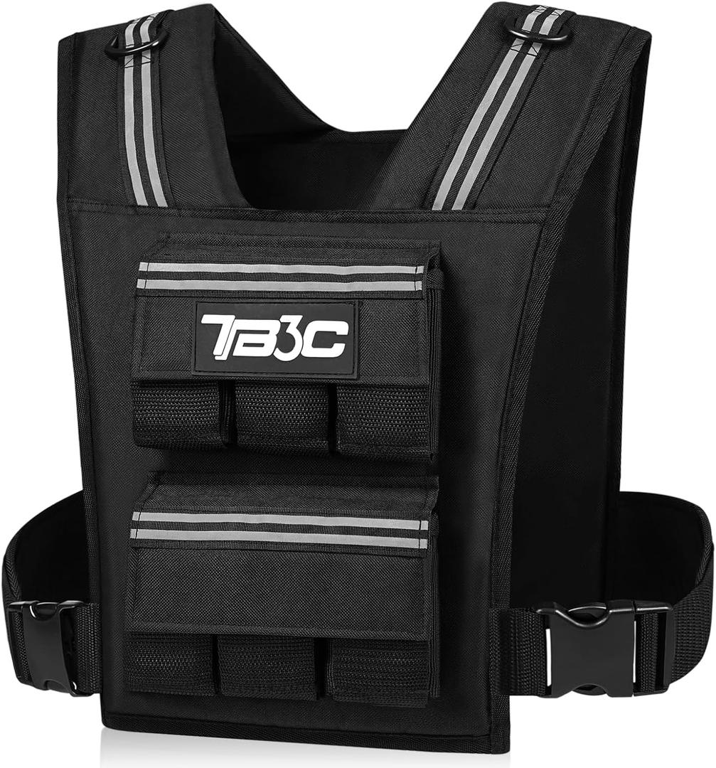 TB3C Adjustable Weighted Vest Men & Women, 30lbs with Reflective Stripe, Workout Vest for Home Gym, Cardio, Strength Training & Weight Loss