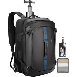 Travel Rolling Backpack Carry-On Set with 2 Storage Bags, 50L Wheeled Laptop Backpack with Wheels, Water-Resistant Luggage for Commute, Work, Travel, Camping & Fitness